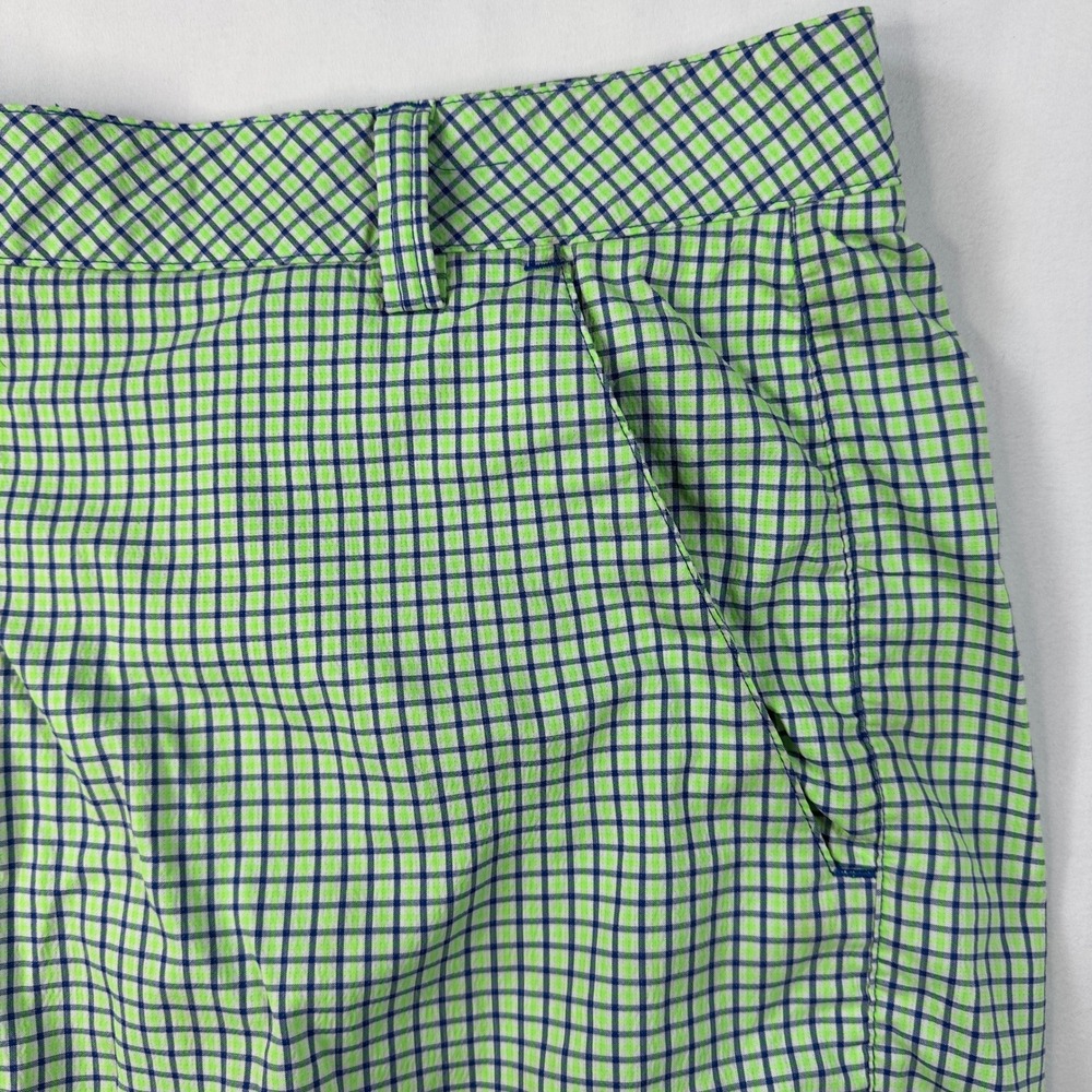 Puma Shorts Men's 38 Green Blue Check Golf Chino Summer Rugby - Picture 2 of 6